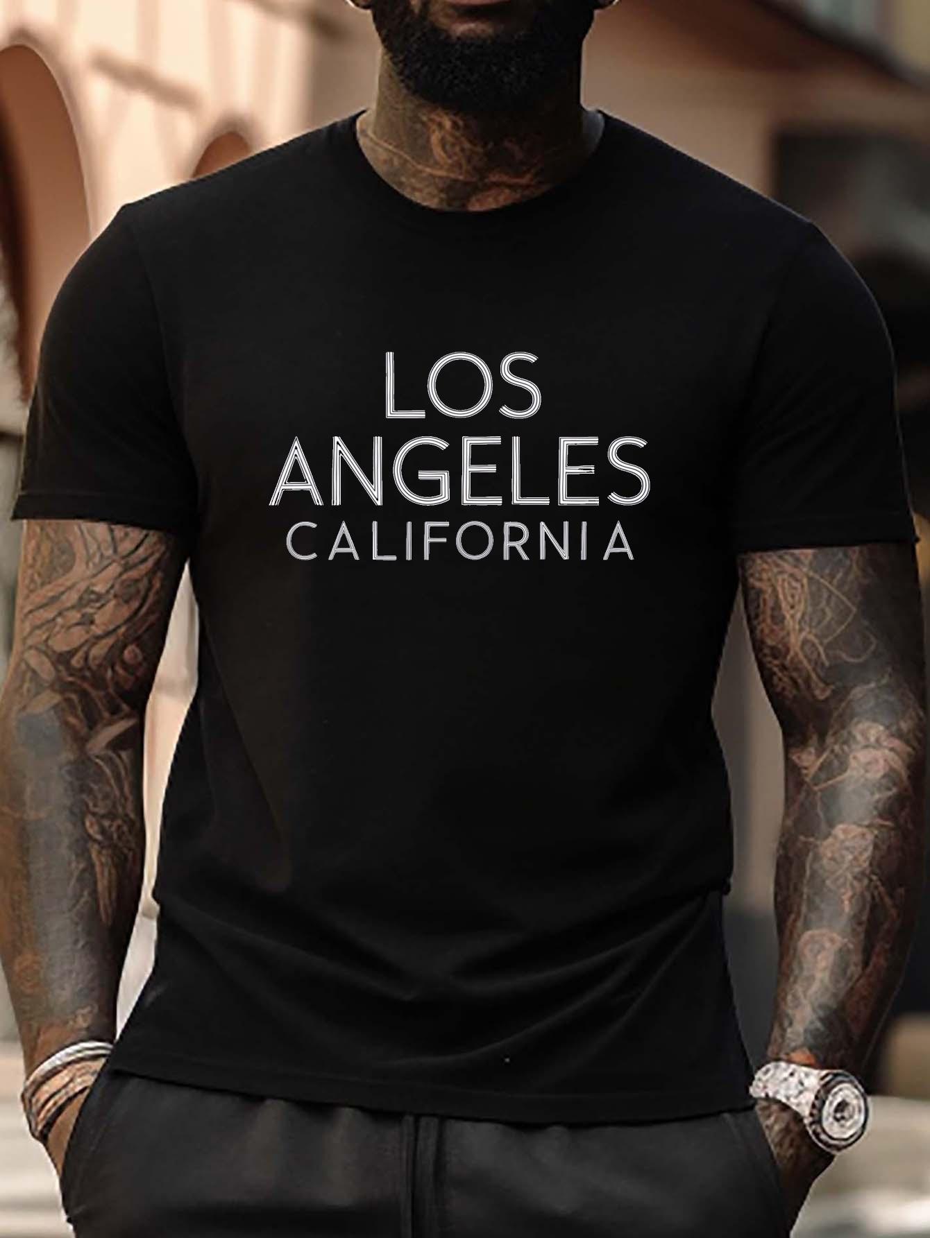 Plus Size Casual Short Sleeve T-shirt with Los Angeles California Graphic Print M