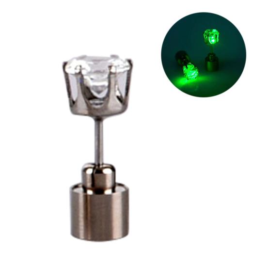 

Blinking LED Light Rhinestone Ear Studs Party Festival Earrings Women Jewelry зелёный