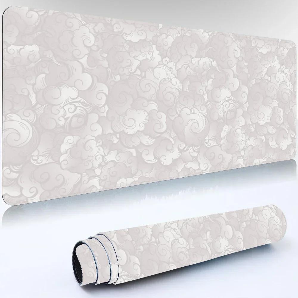 Japanese Clouds Mouse Pad Kawaii Black Desk Mat Office Carpet Large Gaming Mousepad Non-Slip Rubber Laptop Computer Accessories