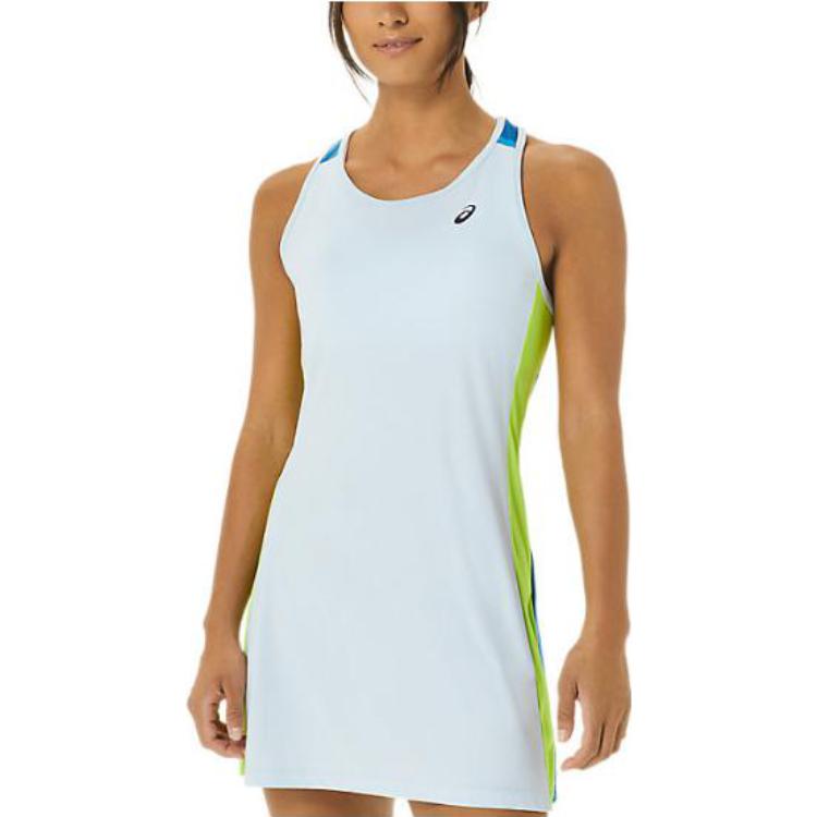 Asics Court Graphic Dress Casual Round Neck Short Sleeveless Dress Women Dresses Light-Blue 2042A260-410
