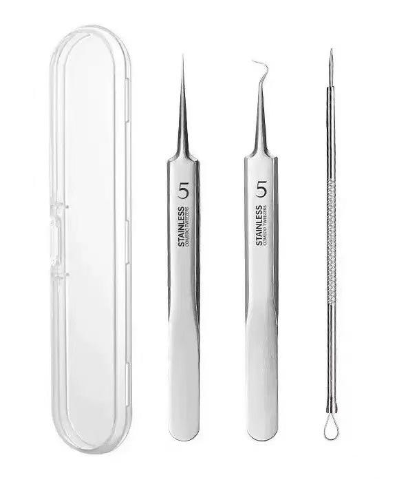 Stainless Steel Blackhead & Zit Extractor Tweezers