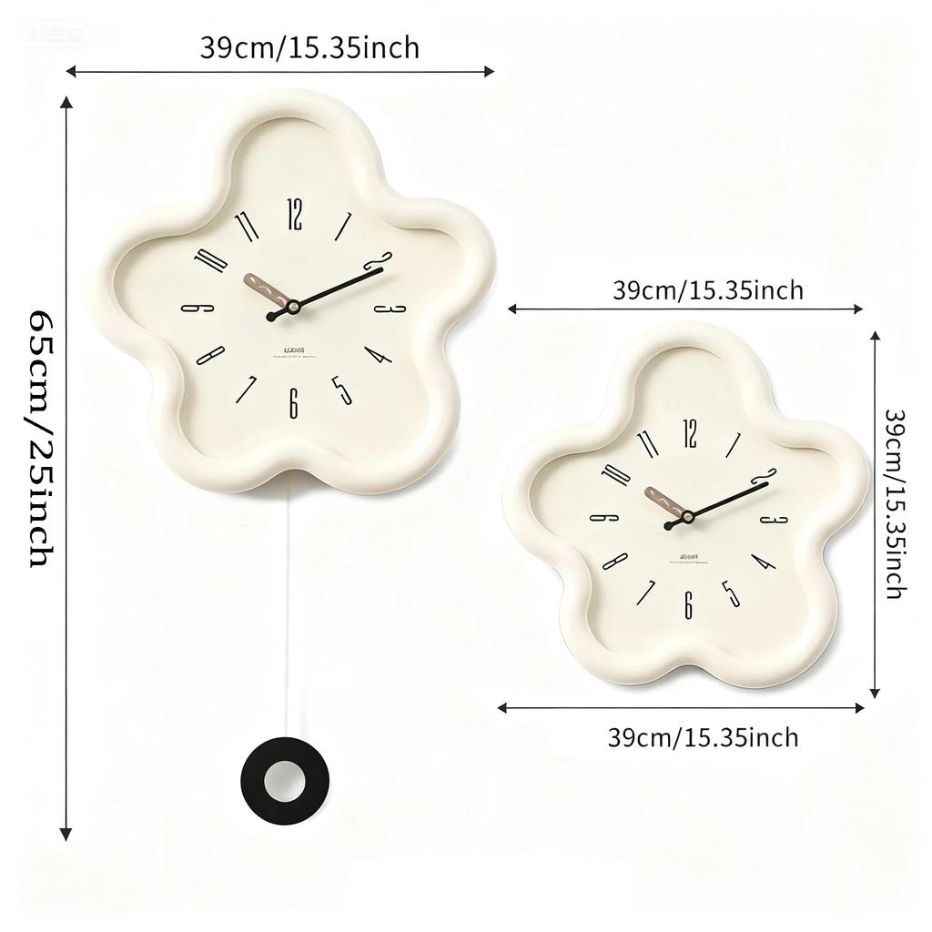 14inch Aesthetic Flower Pendulum Wall Clock Silent Modern Nordic Living Room Decor Creative Art Watch Gift