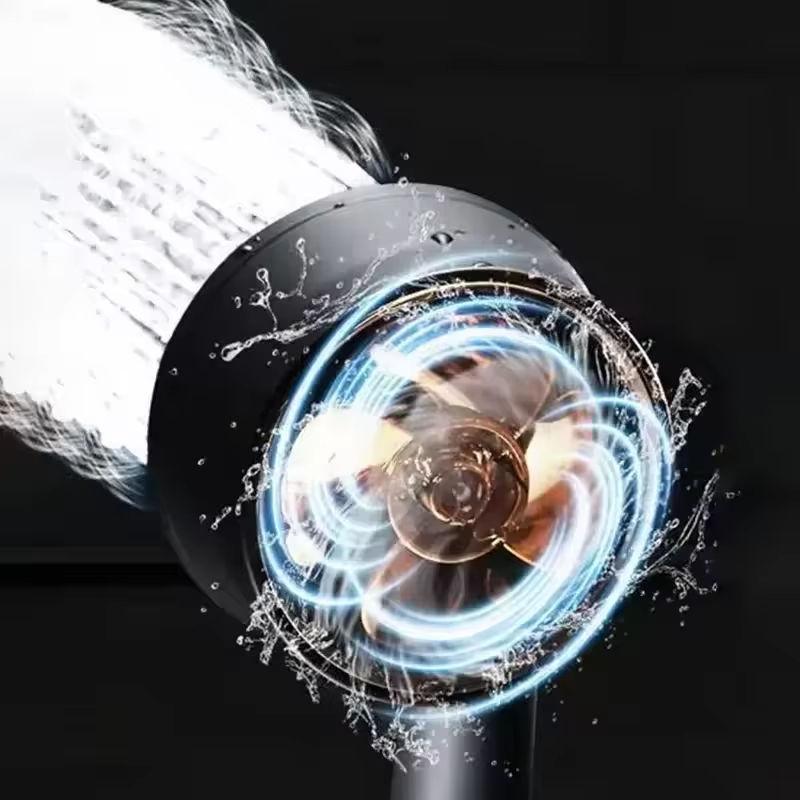 Factory Price Modern Turbo Shower Head Kit Bathroom Thermostatic Handheld High Pressure Rainfall Showerhead Black