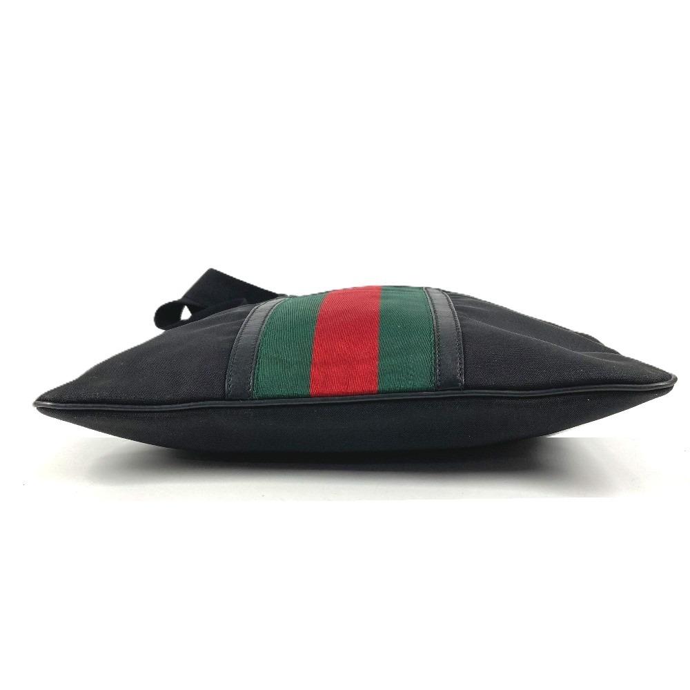 Gucci 181067 GG Logo Bag Crossbody Shoulder Bag Nylon Black