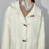 GREEN BELT Women's Hooded Toggle Wool Blend Mid-length Coat