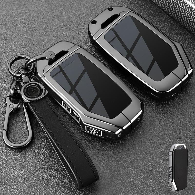 Zinc Alloy Key Cover Case for KIA K3/Seltos/EV5/Sportage/Stonic/KX3/Sportage/EV9 - Protective Key Fob Shell Key Bag Chain