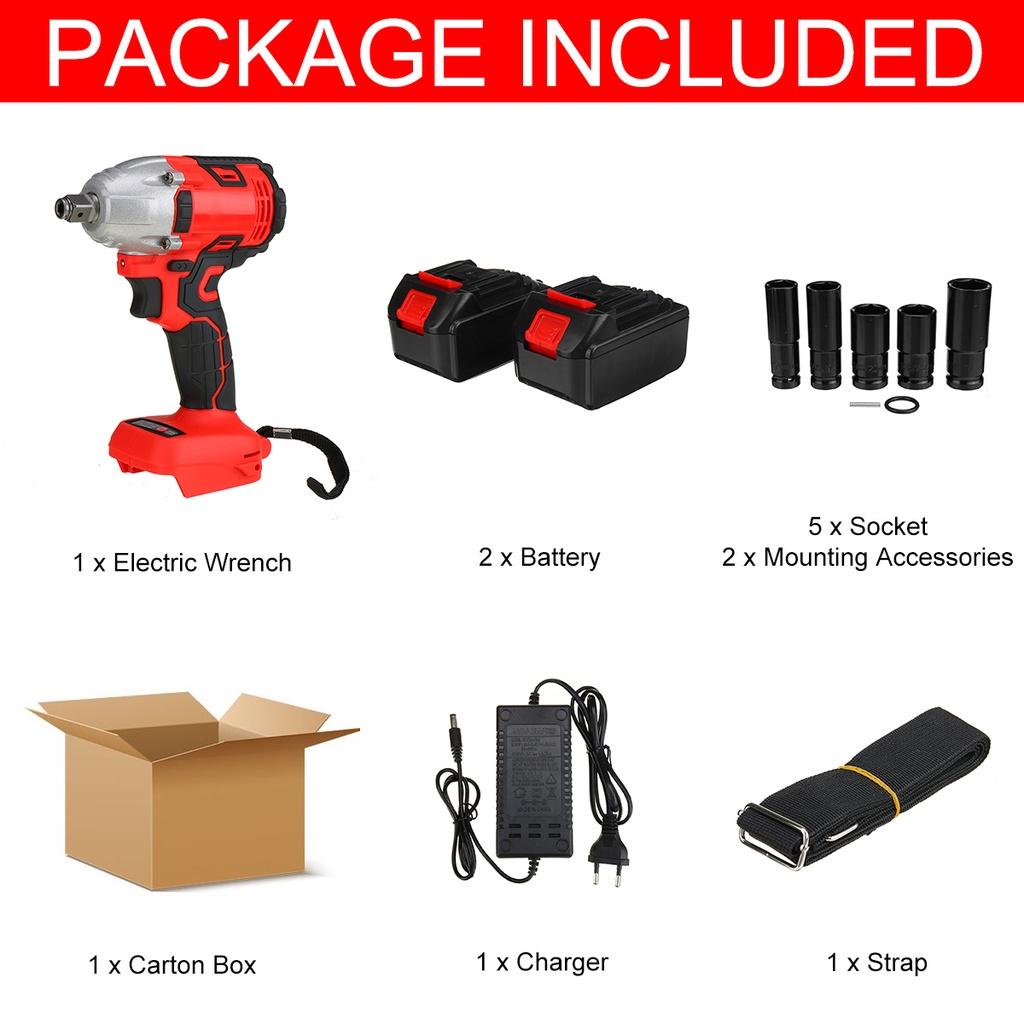 6 Stück 388vf bürstenloser kabelloser elektrischer Schlagschrauber 1/2 Zoll Elektrowerkzeug für zu Hause 15000Amh Li-Batterie für 18V-Batterie