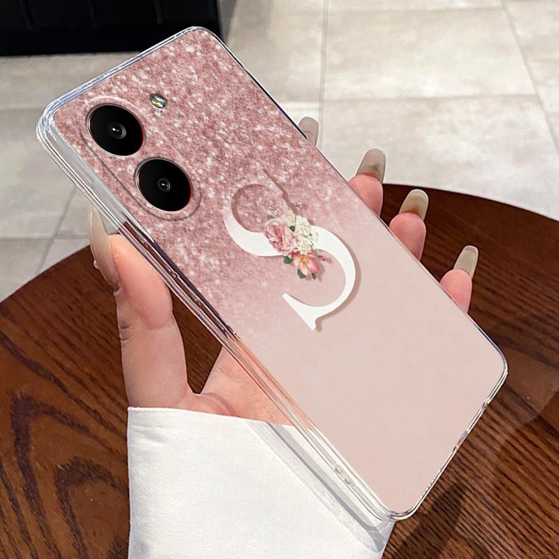 Couple Phone Case For Xiaomi Redmi Turbo 5 /Xiaomi Poco X8 Pro 5G Lucky Letter Flower Pattern Clear TPU Anti-scratch Soft Casing