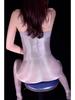 Shebin Black Silk Suspender Tube Top Body Stocking - Shiny, Sexy, Tight Fit