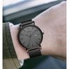 BUREI Men's Watch, Simple, Waterproof, Analog, Popular, Stylish Milanese Design with Mesh Strap, Black/Gray