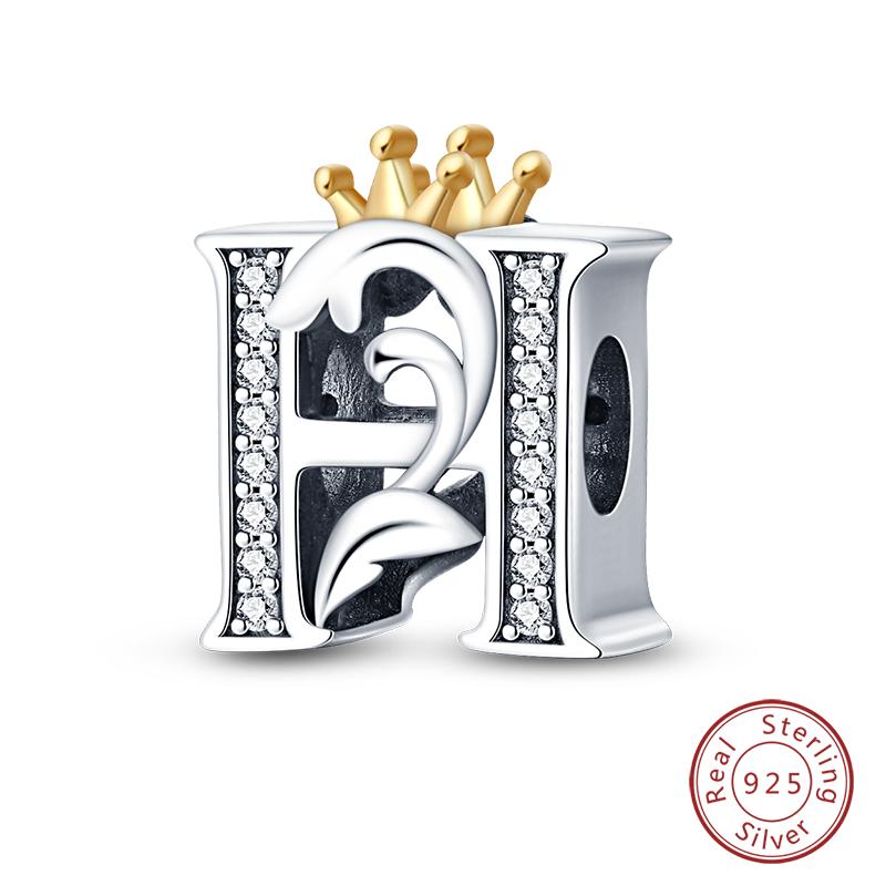 Charms Fit Qikaola Original Bracelets Classic Crown 26 Letters Alphabet Charms Beads For Women Fine Diy Wedding Jewelry Gift