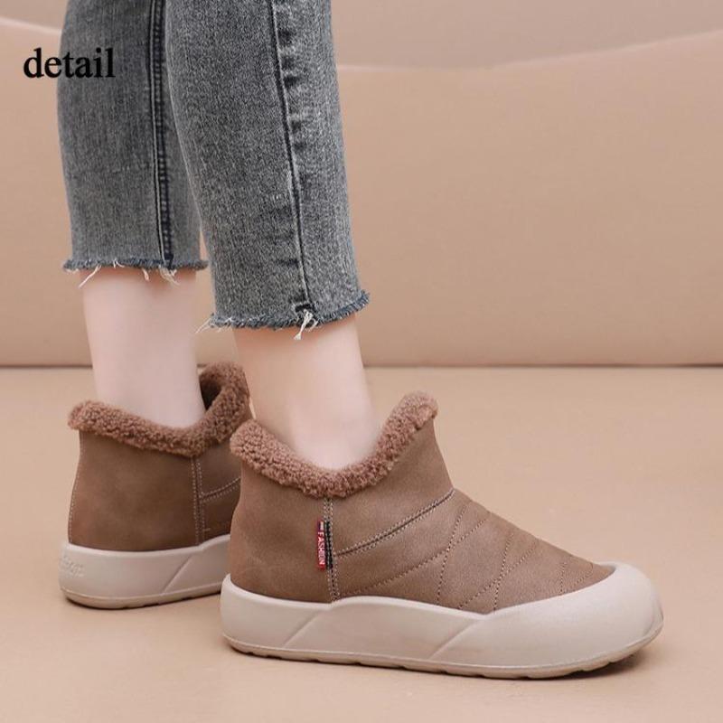 Ladies Winter Platform Snow Boots Anti Slip Warm Faux Fur Lining Ankle Booties Casual PU Leather Comfortable Fuzzy Walking Short Boots