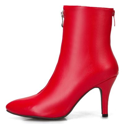 Fashion Elegant Ankle Boots For Women Sexy Pointed Toe High Heels Women's Short Boots Black Yellow Red Party Shoes Lady Large Size 48 50