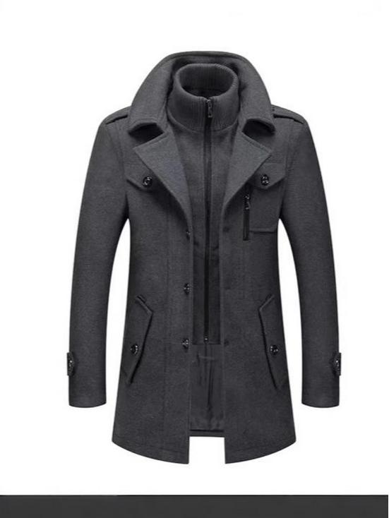 Men's Business Woolen Coat - Double Collar, Autumn/Winter Fashion Outerwear