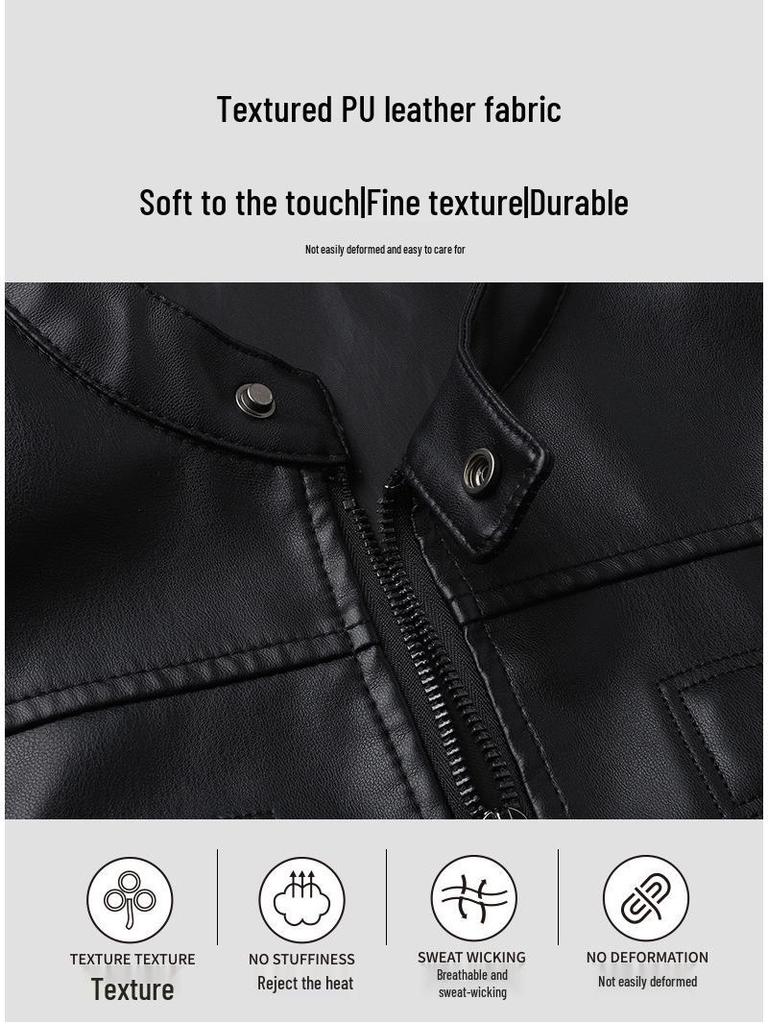 Men's Retro PU Stand Collar Leather Jacket for Spring/Autumn 2025 - Casual Motorcycle Style