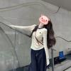 Yellow Striped Long Sleeve Knitted Sweater Women's Autumn New Slim Fit Niche Inner Bottom Top