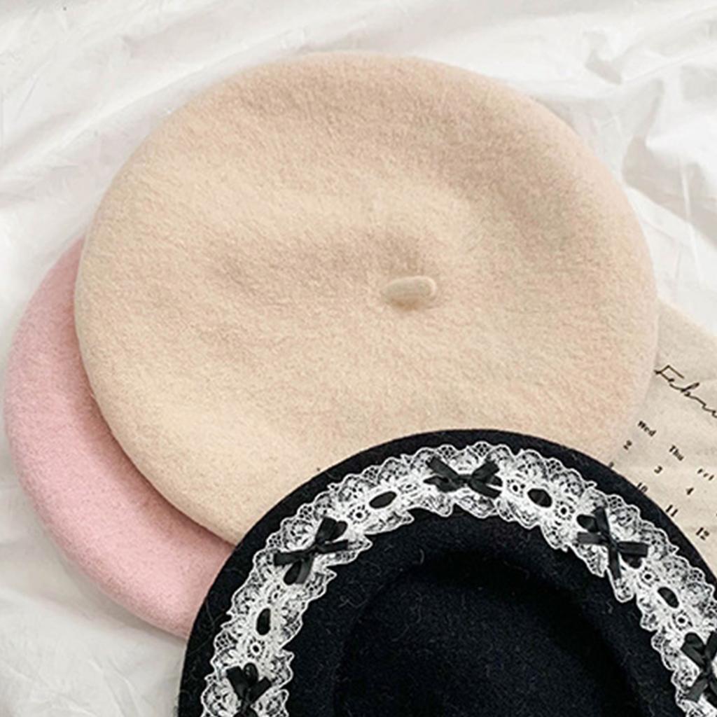 Unisex Beret with Bowknot Painter Hat British Cabbie Hat for Autumn Winter Flat Hat for Daily Wear Cabbie Hat