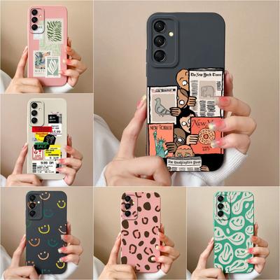 Funda de teléfono para Samsung S24 FE M55 M35 C55 A16 A06 5G, parachoques de silicona líquida, protector de pantalla súper a prueba de golpes, carcasa de etiquetas de moda para Samsung