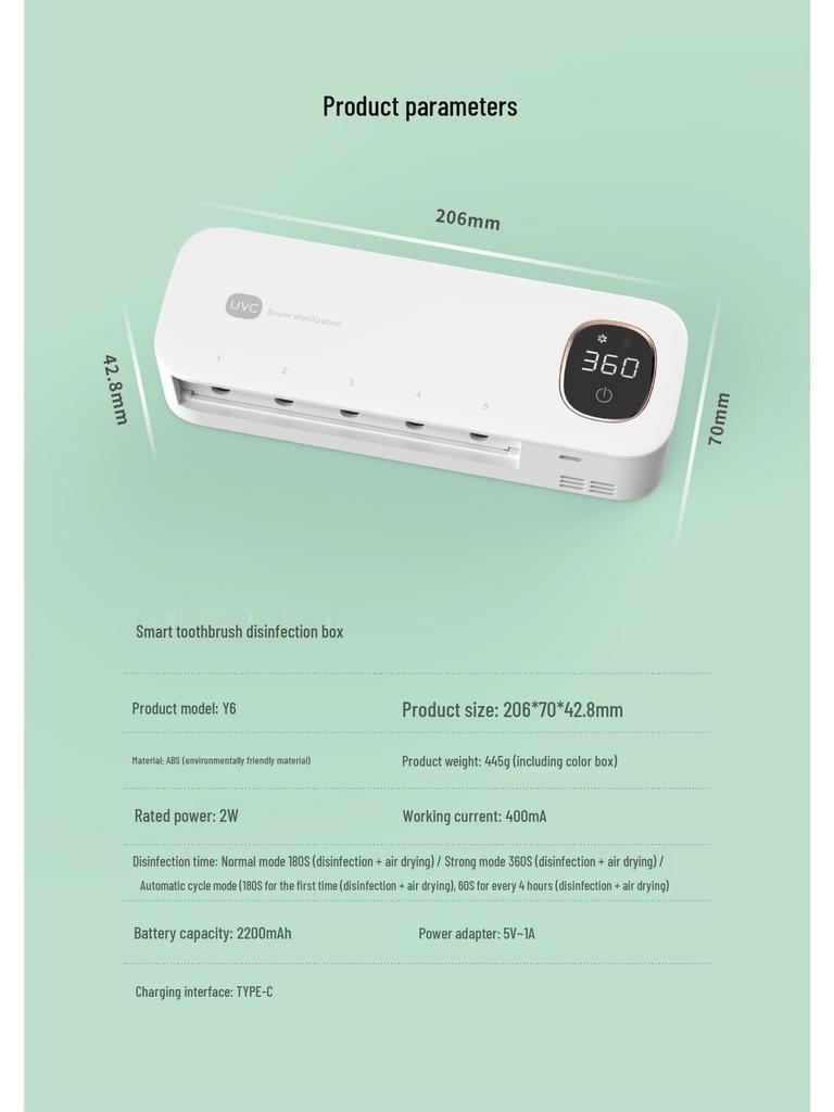 UV Smart Toothbrush Sterilizer with Charger and Razor Rack