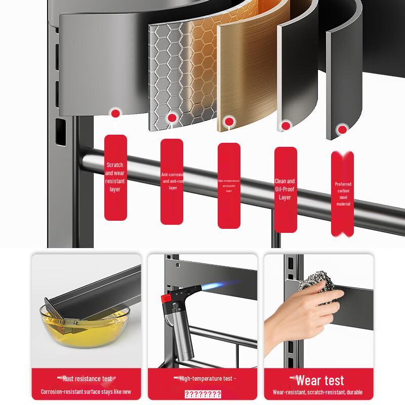 Multi-functional Carbon Steel Kitchen Countertop Organizer Rack