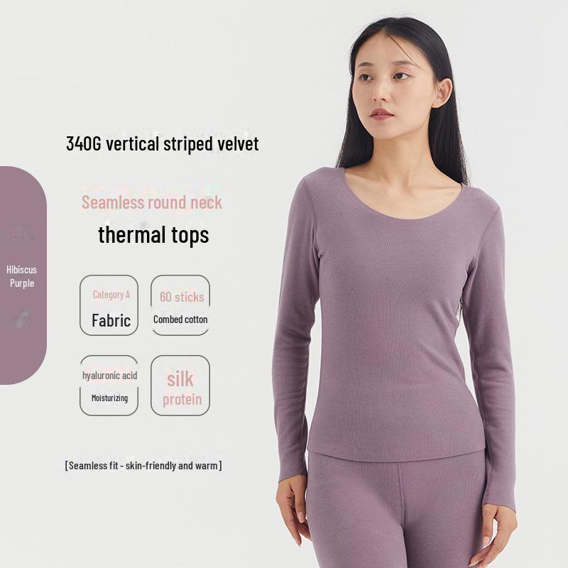 Women's Seamless Thermal Fleece Underwear Suit with Hyaluronic Acid - Slim Fit, Plus Size, Autumn Pants