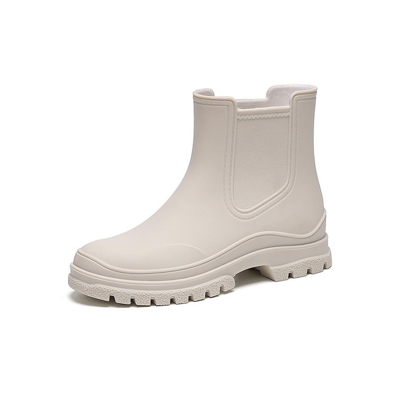Women's Mid-Calf Waterproof Fashion Rain Boots - Korean & British Style, Non-Slip, Wear-Resistant Rubber Shoes for Daily Wear.