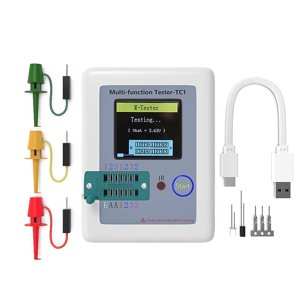 Aideepen Transistor Tester Multimeter with Colorful TFT Backlight for and Automatic Detection and Shutdown LCR-TC1 1.8-inch Display, Multi-Function