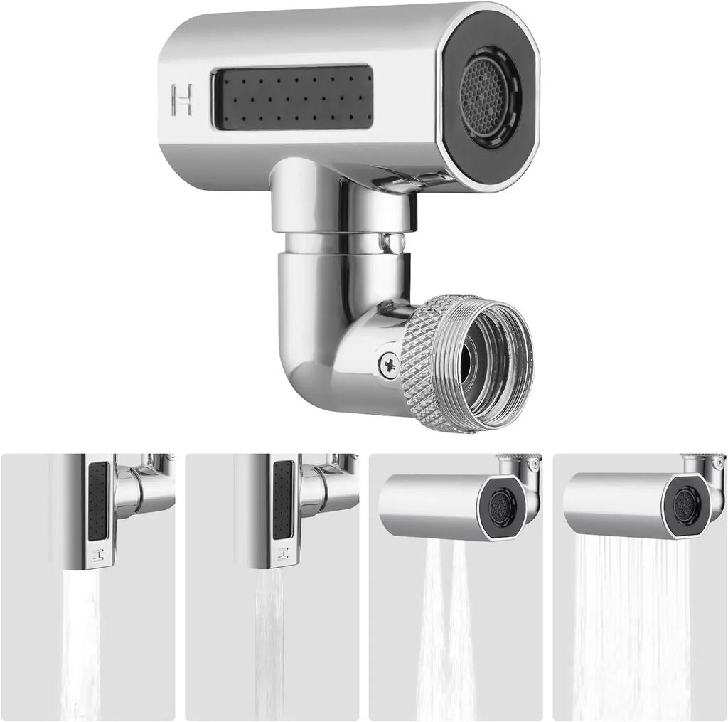 Stainless Steel Faucet Extender 360 °Swivel Water Tap Nozzle Faucet Sprayer Universal Bathroom Mixer Aerator 4 Spray Modes