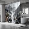 1Pc Landscape Shower Curtain With Natural Mountain And Water Painting Elements, Featuring Serene Scenery Of Clouds, Mist, And Gu
