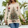 Women's Fashion Large Size Round Neck Long Sleeve Casual Christmas Print Loose Pullover Top