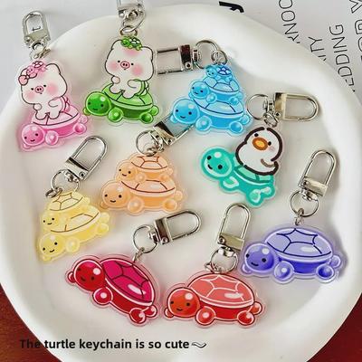 Kreslená korytnačka kľúčenka: Roztomilý akrylový prívesok pre študentov a školské tašky