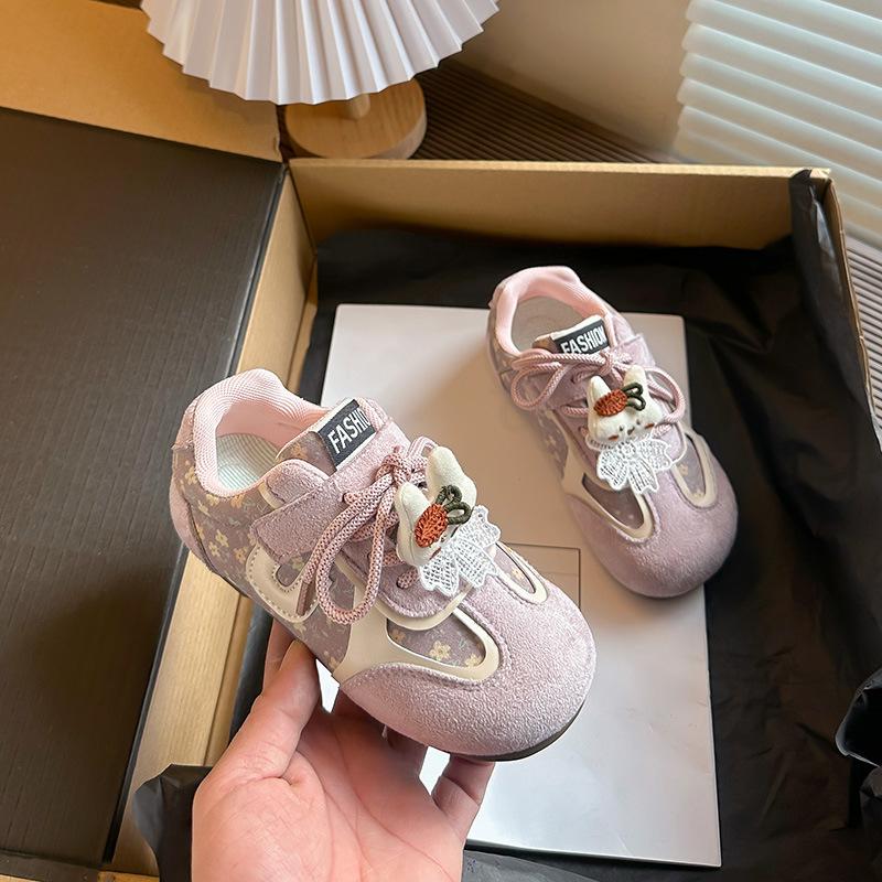

Children s Fashion Sneakers2026Spring and summer girls cute bunny doll floral casual shoes running shoes 23-25Code one hand3Double розовый