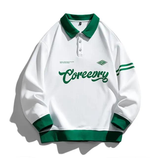 Мужская толстовка ПОЛО Свободная толстовка с лацканами в стиле ретро M белый