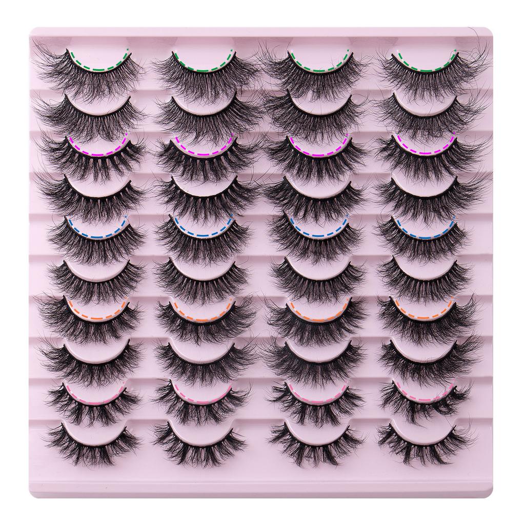 Hochwertige Imitation Nerzhaar Falsche Wimpern 20 Paare Dichte Geschwungene Mehrschichtige Frittierte Wimpern