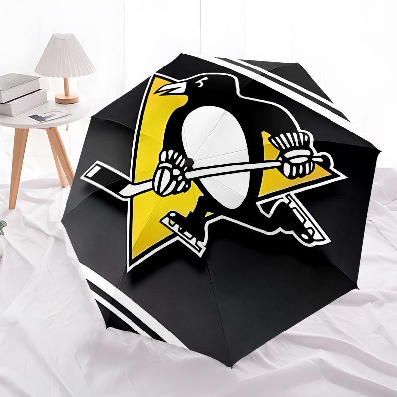 Pinguine Hockey Automatisches Öffnen und Schließen, 8 Rippen Struktur Tragbarer Regenschirm, Geeignet für Männer und Frauen in Allen Jahreszeiten Perfektes Geschenk fo