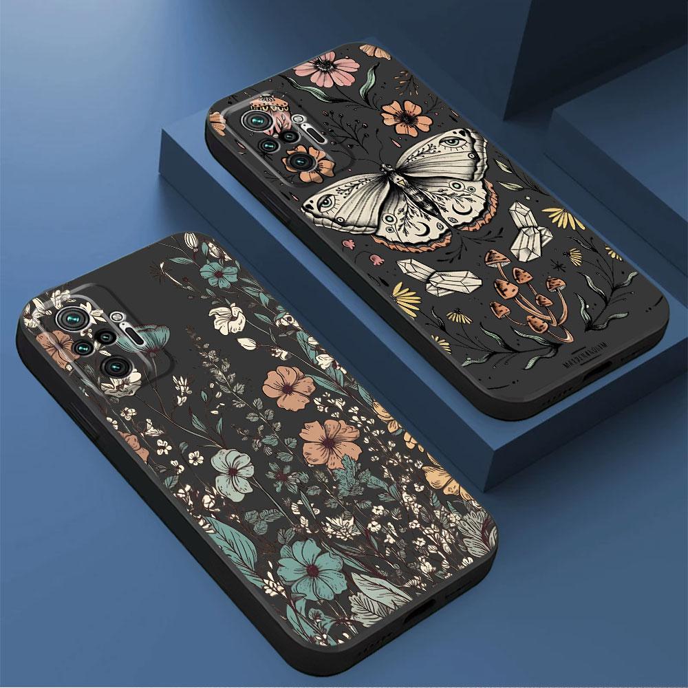Butterfly Flower Art Phone Case for Xiaomi Redmi Note 11S 9S 9 8 7 10 11 Pro 13 Pro 9T 12 10S 12S 8T TPU Soft Cover