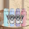 1PC Monochrome Llama Head 750ml Color Plastic Sports Water Bottle Leakproof Flip Straw Lid Suitable for Sports Office Home Use