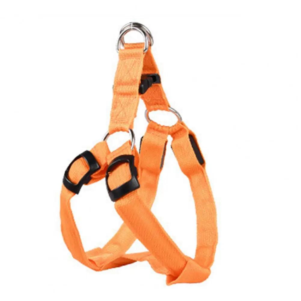 

USB Rechargeable Adjustable LED Dog Harness Glow in The Dark Safety Vest Light Up Collar Leash Set for Small Medium Dogs S помаранчевий