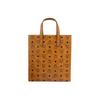 MCM Portuna Aren All-Over Print Tote Bag Coated Canvas Shoulder Tote Unisex Style Couple's Match Cognac