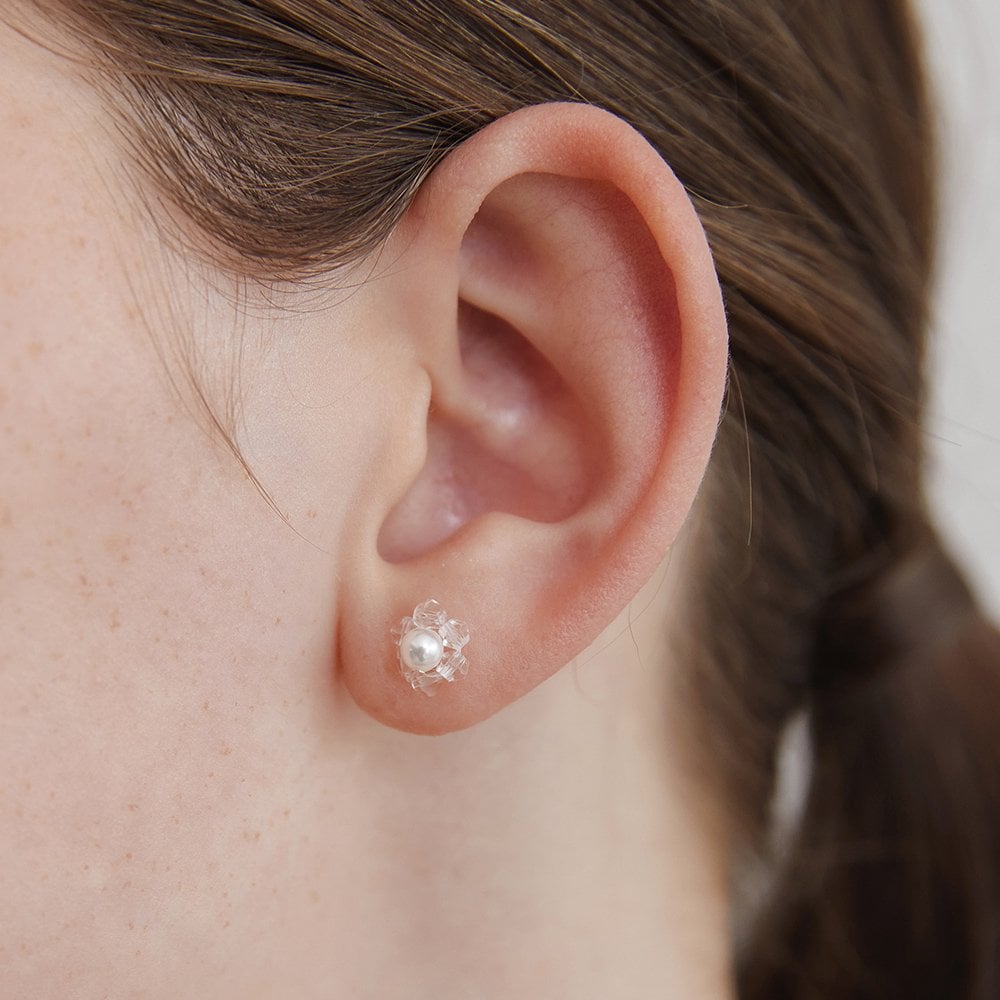 (Silver 925) Crystal Flower Earrings Ec3100