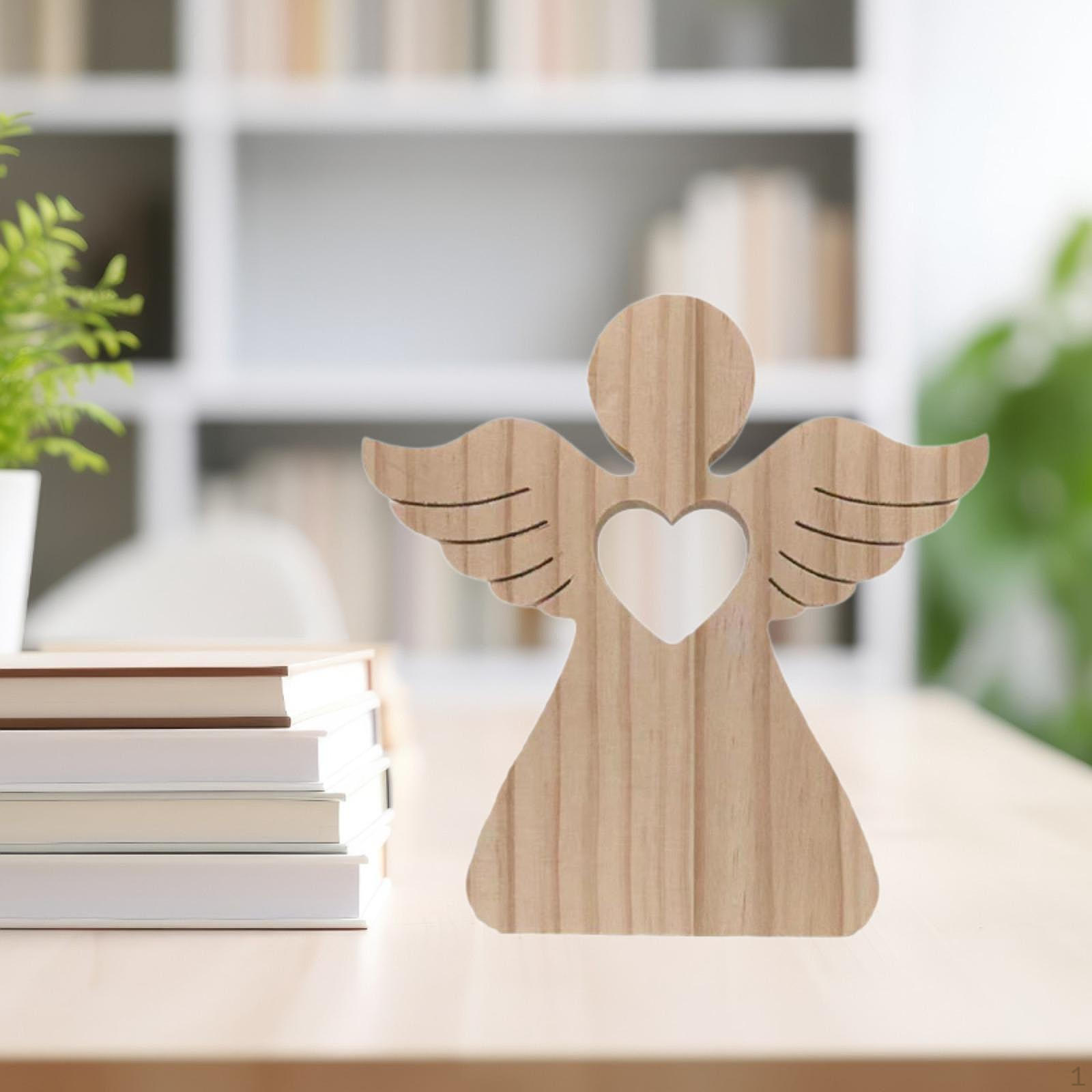 

Резная деревянная фигурка ангела, статуэтка ангела, украшение рабочего стола, христианский религиозный подарок, домашний декор Heart