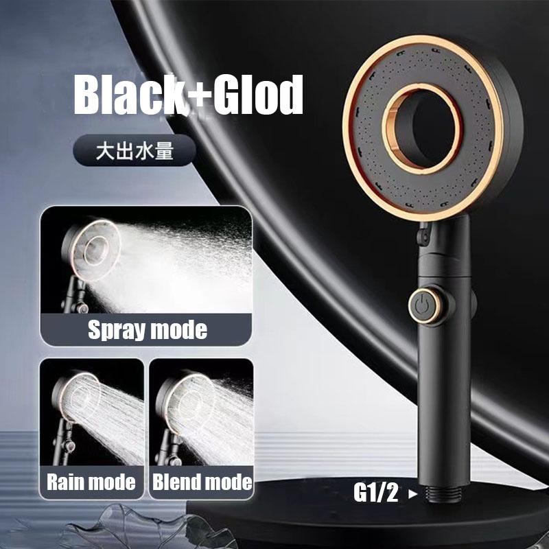 Hollow Out Design High Pressure Shower Head 3 Modes One-Key Stop Spray Nozzle High Pressure Water Saving Spray Showerhead