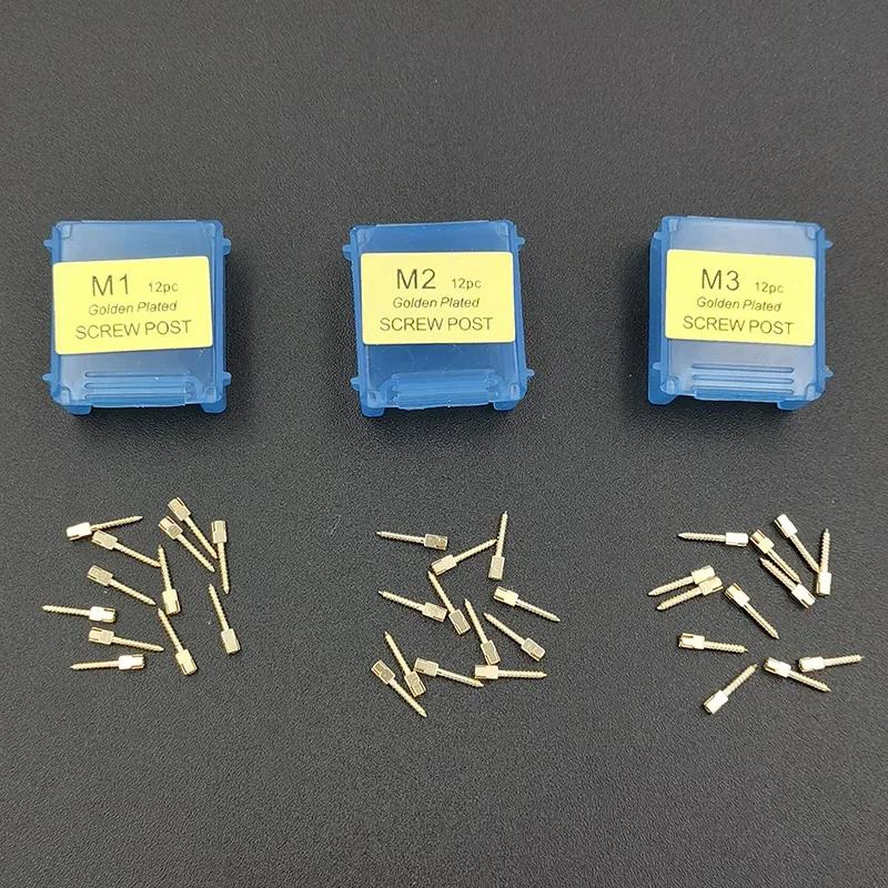 12Pcs Gold Plated Screw Post Kit Stainless Steel Conical Retention Posts All Sizes S M L Xl Single Pack Refills
