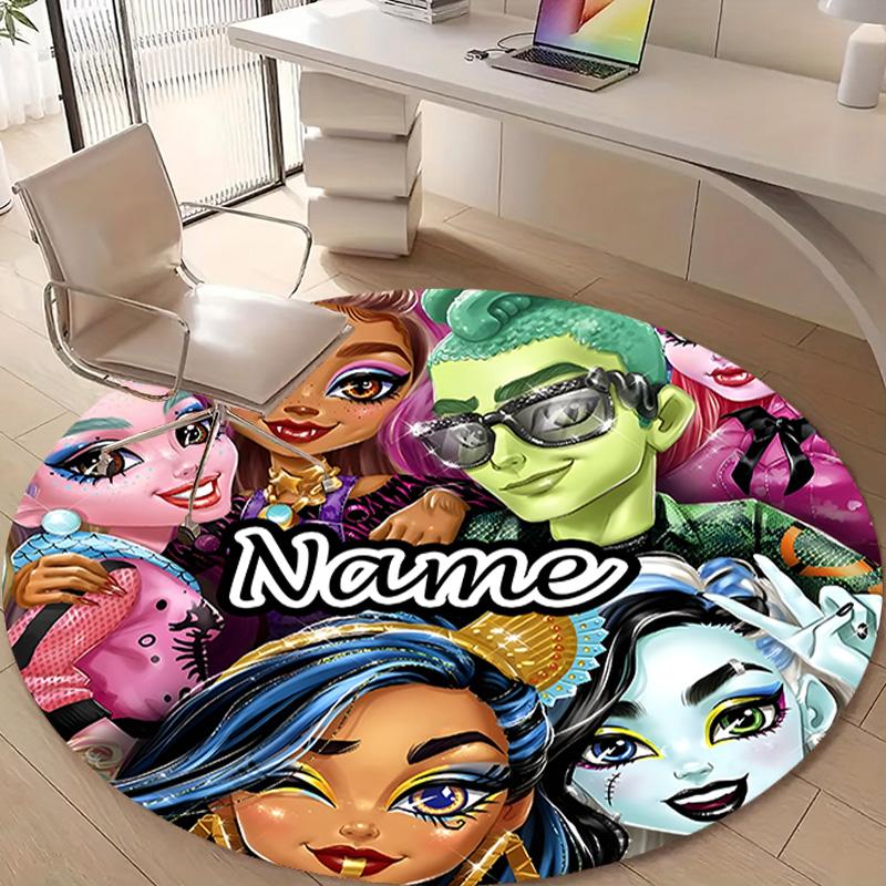 Personalized M-Monster High Draculaura Round Chair Office Rug - Perfect for Mat, Office Chair & More - Ideal Gift for Birthdays and Holidays