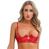 Womens V Notch Underwired Bra Wet Look Patent Leather Adjustable Spaghetti Strap Brassiere Top