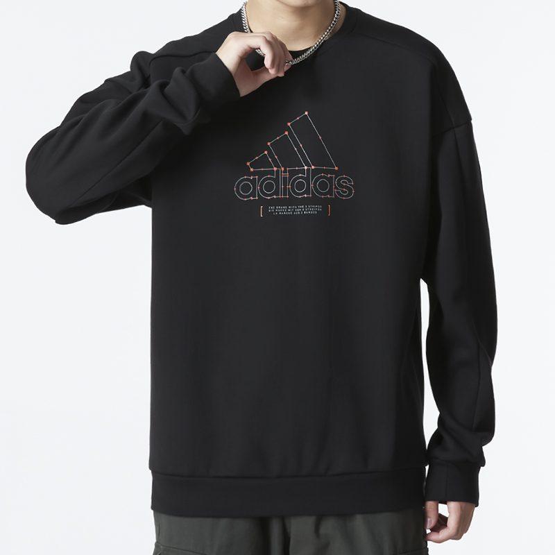 adidas Sweatshirts Men's Black Crew Neck Moderate Regular HM5152