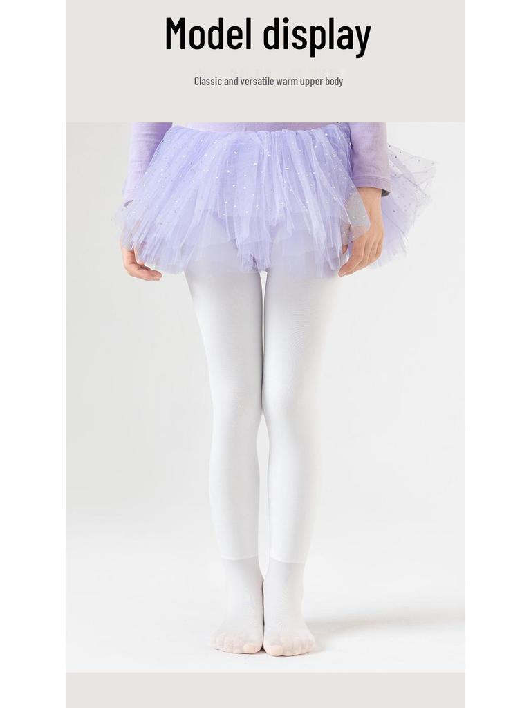 Barnens Vår & Höst Vita Fleece Dansleggings och Strumpor