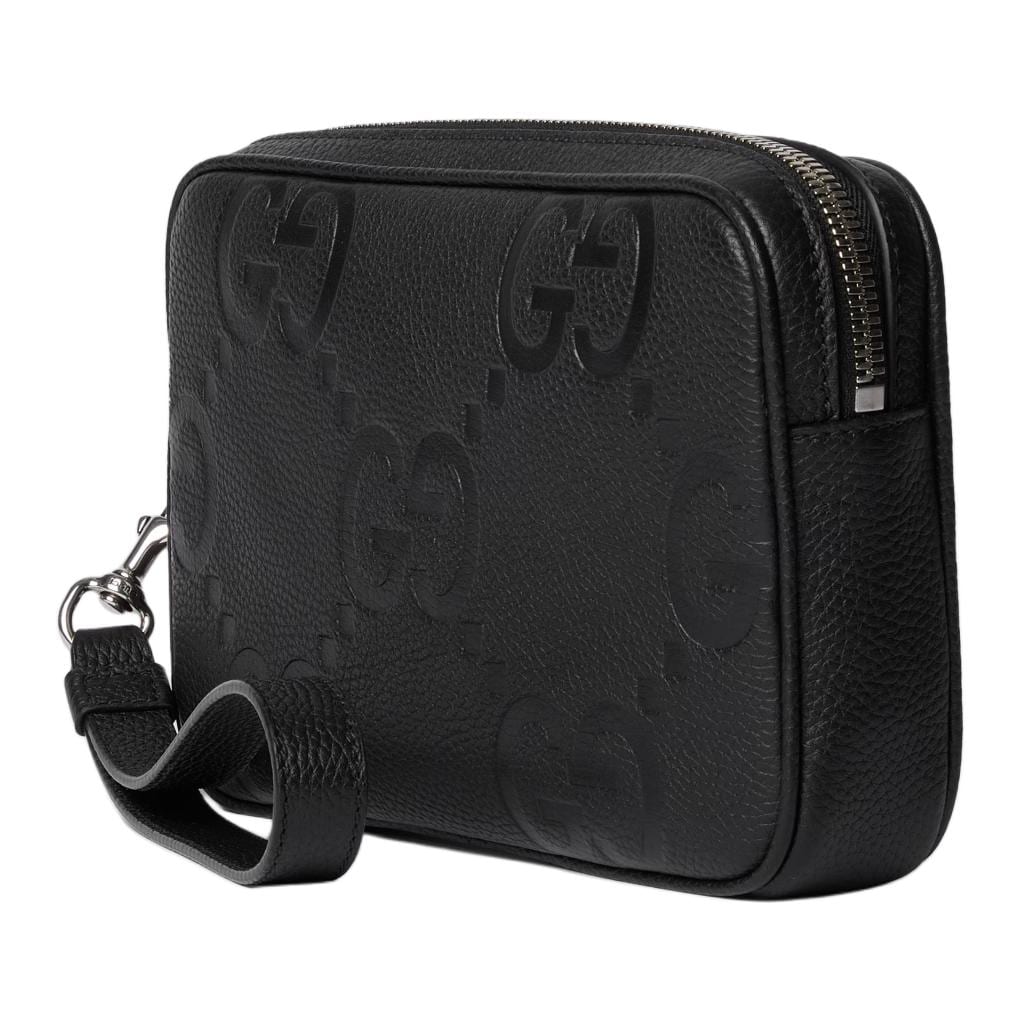 GUCCI Jumbo GG Leather Clutch Small Men's Black 802148-AABY0-1000