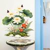 Kreative Aquarell-Lotus-Pflanzen-Wandaufkleber zur Wanddekoration für Küche und Badezimmer