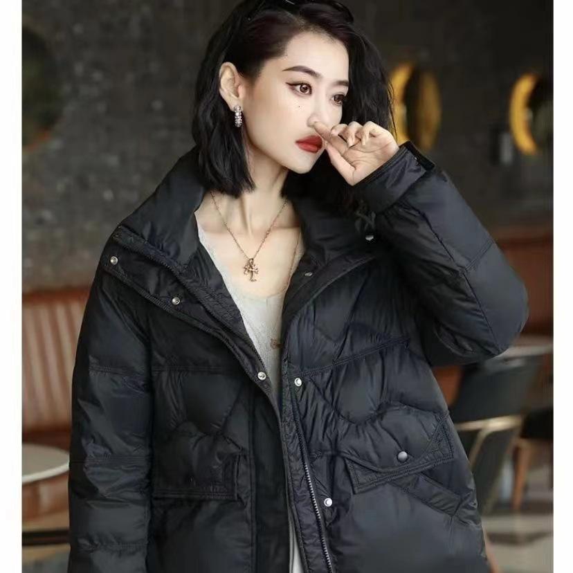 Women, Winter, 2025 New Model, Korean Version, Fashionable, Cotton Jacket, Temperament, Short Style, Stand Up Collar, Warm, Lightweight Jacket